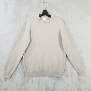 Dobber Sweater Men L Ivory 100% Cotton Long Sleeve Outdoor Classic Crew Sweden